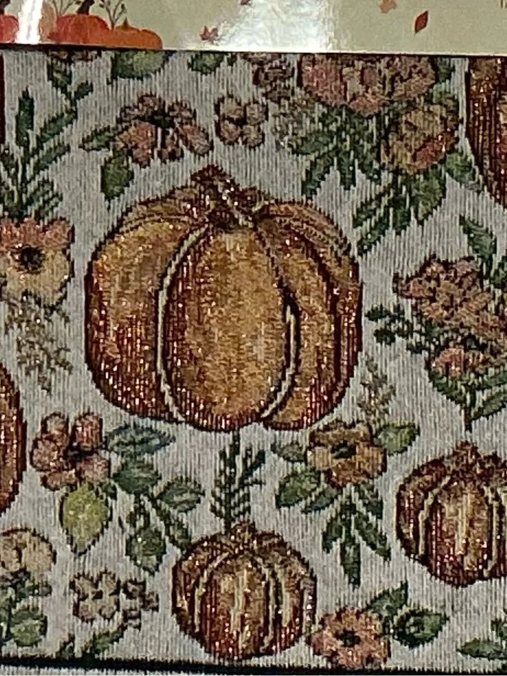 Pumpkin & Flower Metallic Print Tapestry Placemats. Set of 4